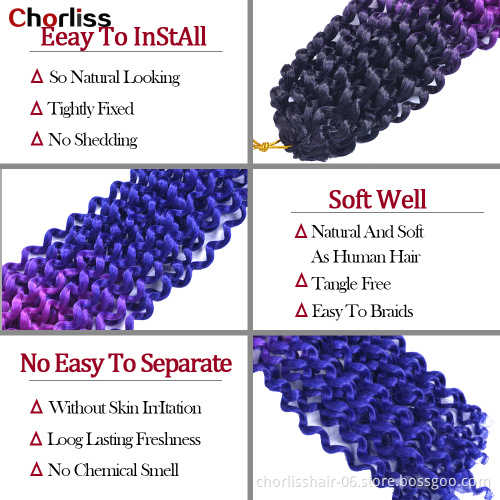Wholesale Ombre Prelooped Passion Twist Water Wave Hair Synthetic Crochet Hair Braids Natural Passion Spring Twist For African